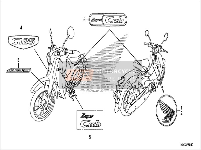 Honda C125A 2019 marque/Emblème pour un 2019 Honda C125A